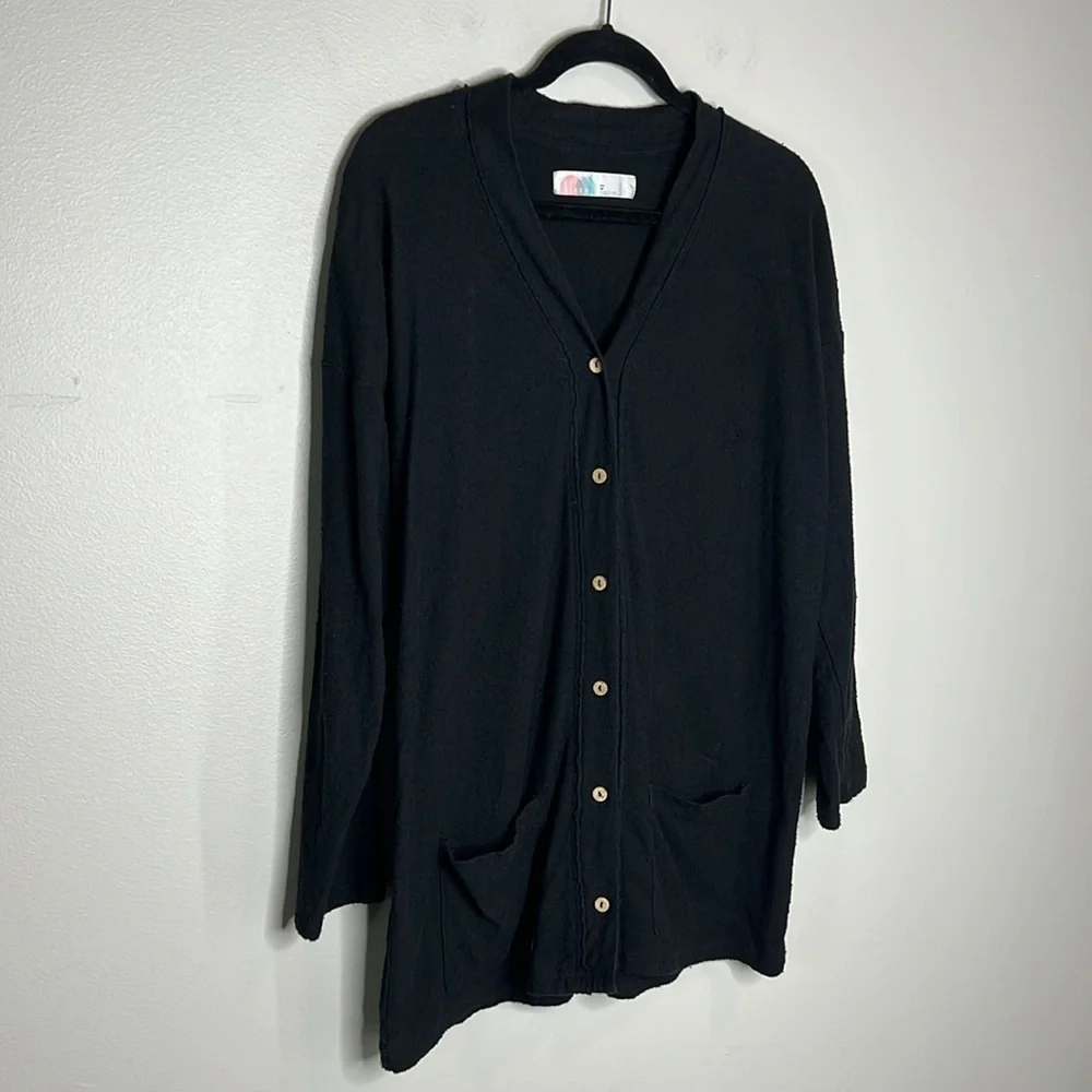 FREE PEOPLE Beach 100% Cotton Cardigan in Black size XS